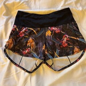 lululemon athletica Black and Multicolor Floral Athletic Shorts